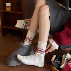 Wool Retro Elk Christmas Warm Slouchy Crew Christmas Socks