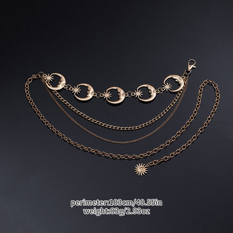 Adjustable Sunflower Moon Metal Waist Chain
