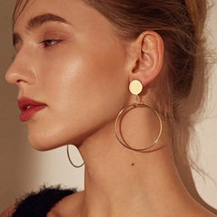 Bold Geometric Gold Alloy Hoop Earrings