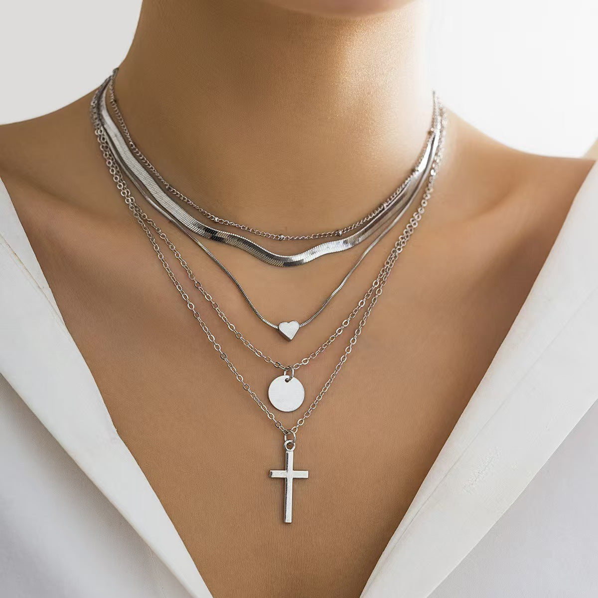 Multi Layer Cross Pendant Gothic Necklace Secondary image