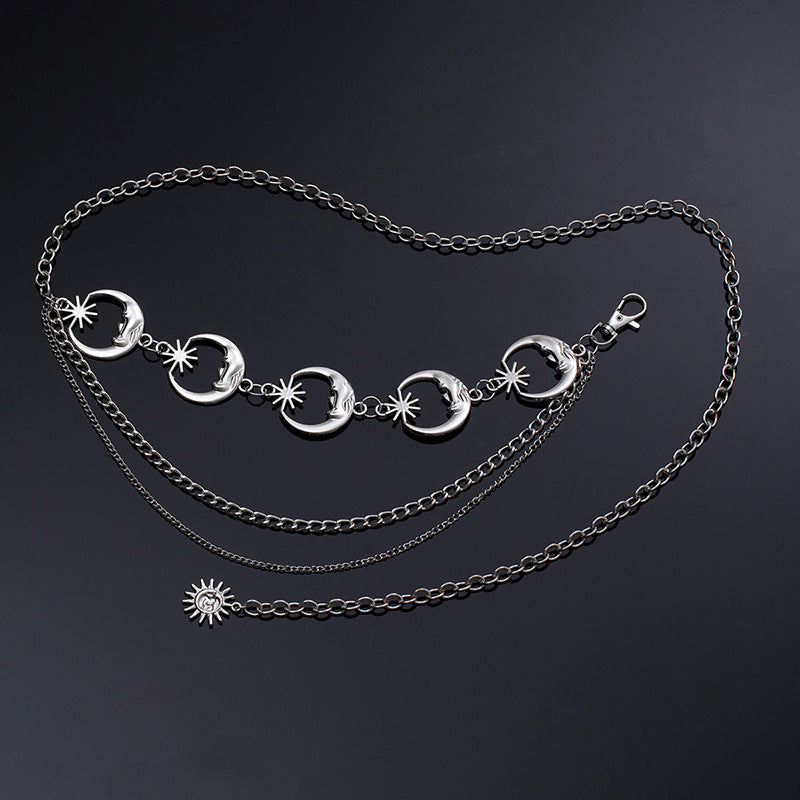 Adjustable Sunflower Moon Metal Waist Chain