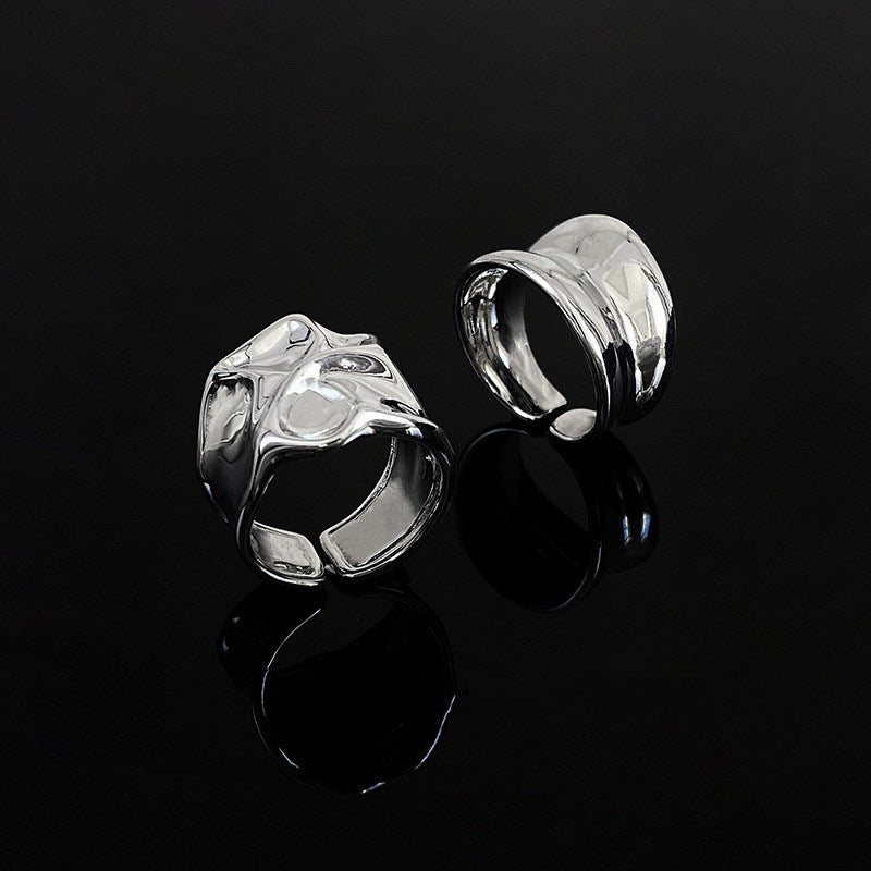 Vintage Textured Silver Open Index Ring