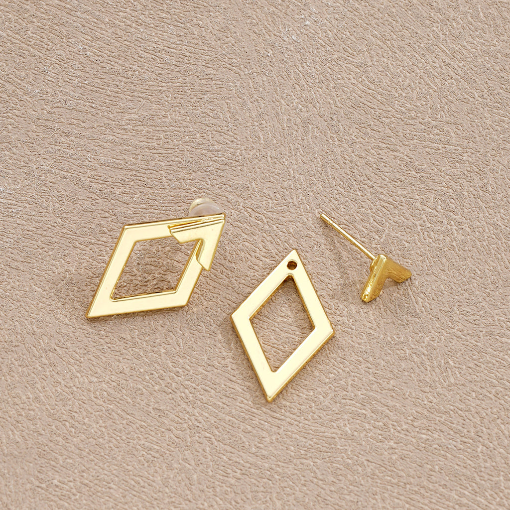 Geometric Double Layer Diamond Earrings