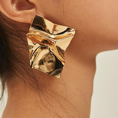 Asymmetrical Mirror Polished Statement Earrings