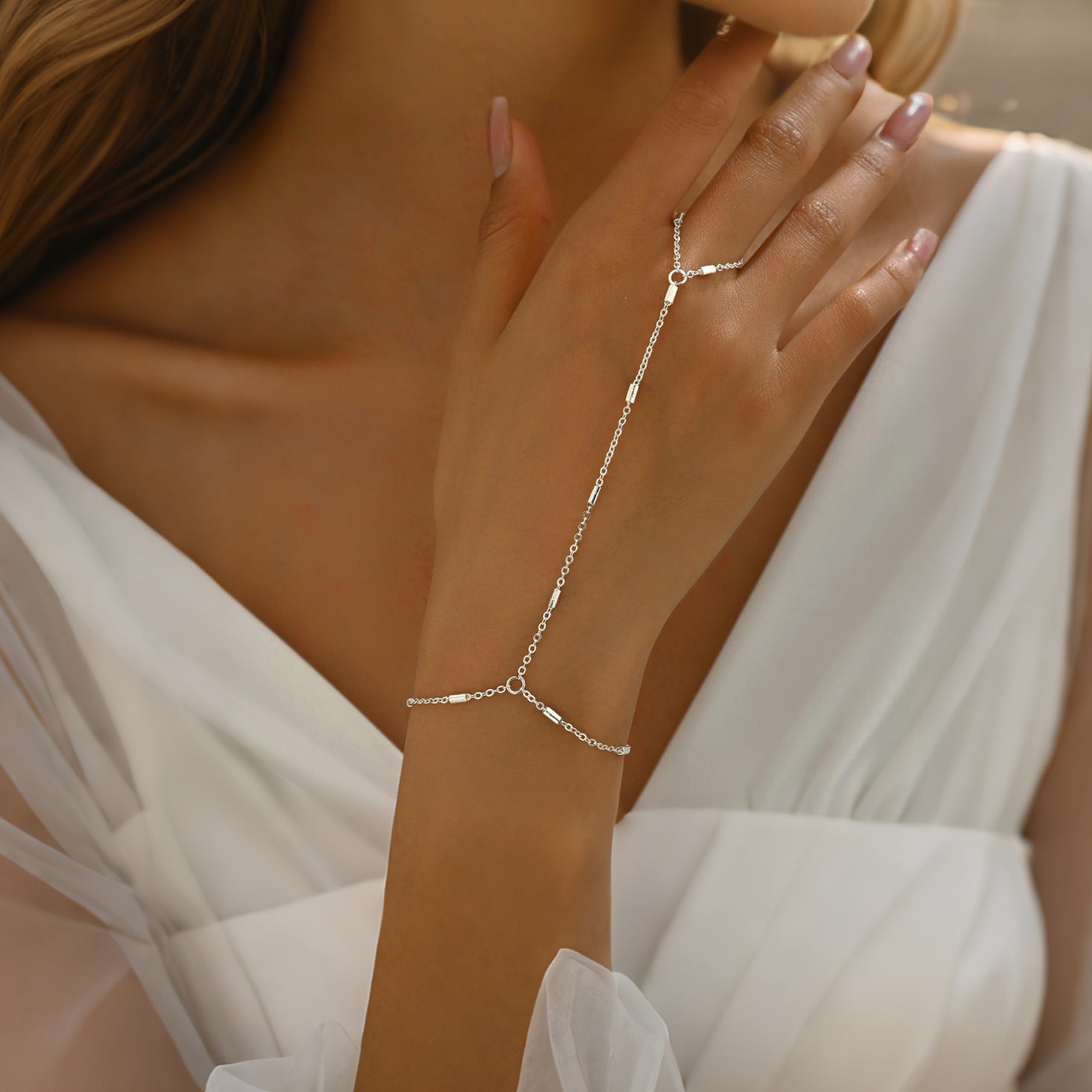Beaded Knuckle Ring Finger Bracelet Secondary image