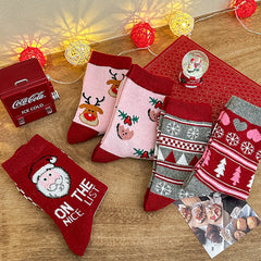 5 Pack Cartoon Wool Warm Mid Calf Cute   Christmas Socks