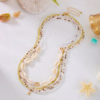 Boho Beaded Shell Starfish Layered Waist Chain
