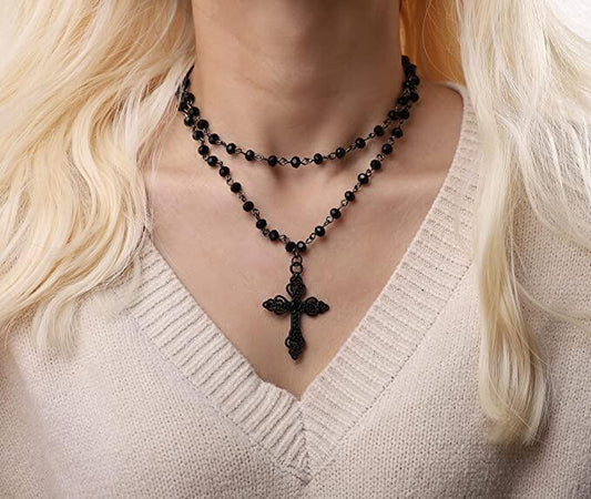 Popular Dark Gothic Layered Exaggerated Cross Necklace