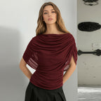 Scarf Neck Draped Sleeveless Bodycon Cropped Tee