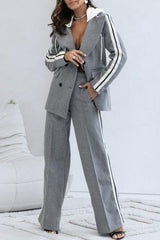 Casual Double Breasted Two Piece Blazer Pants Set