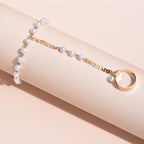 Bohemian Style Pearl Accent Chain Finger Bracelet