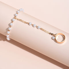 Bohemian Style Pearl Accent Chain Finger Bracelet