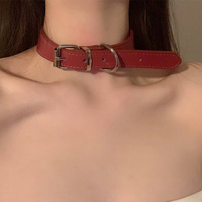 Leather Neck Choker in Gothic Punk Style