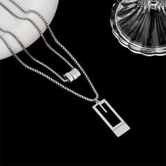 Layered Long Chain Minimalist Pendant Necklace