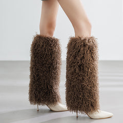 Shearling Lined Cable Knit Leg Warmers
