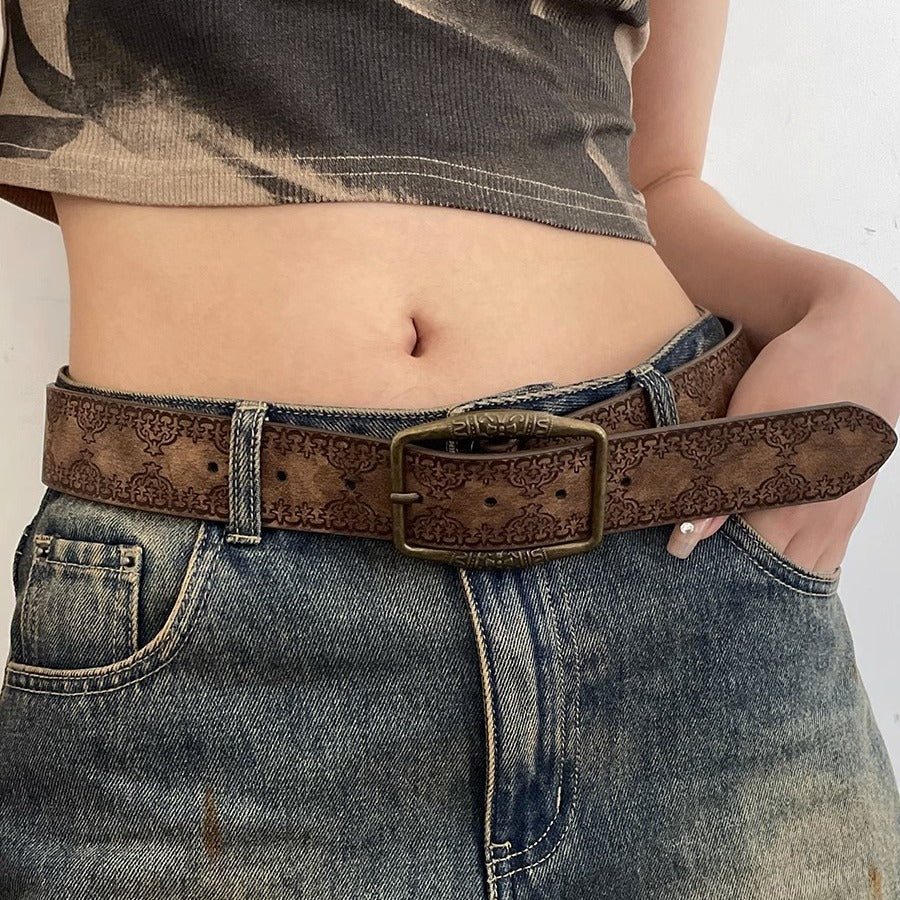 Vintage Embossed Leather Waist Belt Secondary image