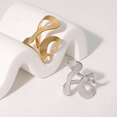 Geometric Stainless Steel Band Vintage Design Ring