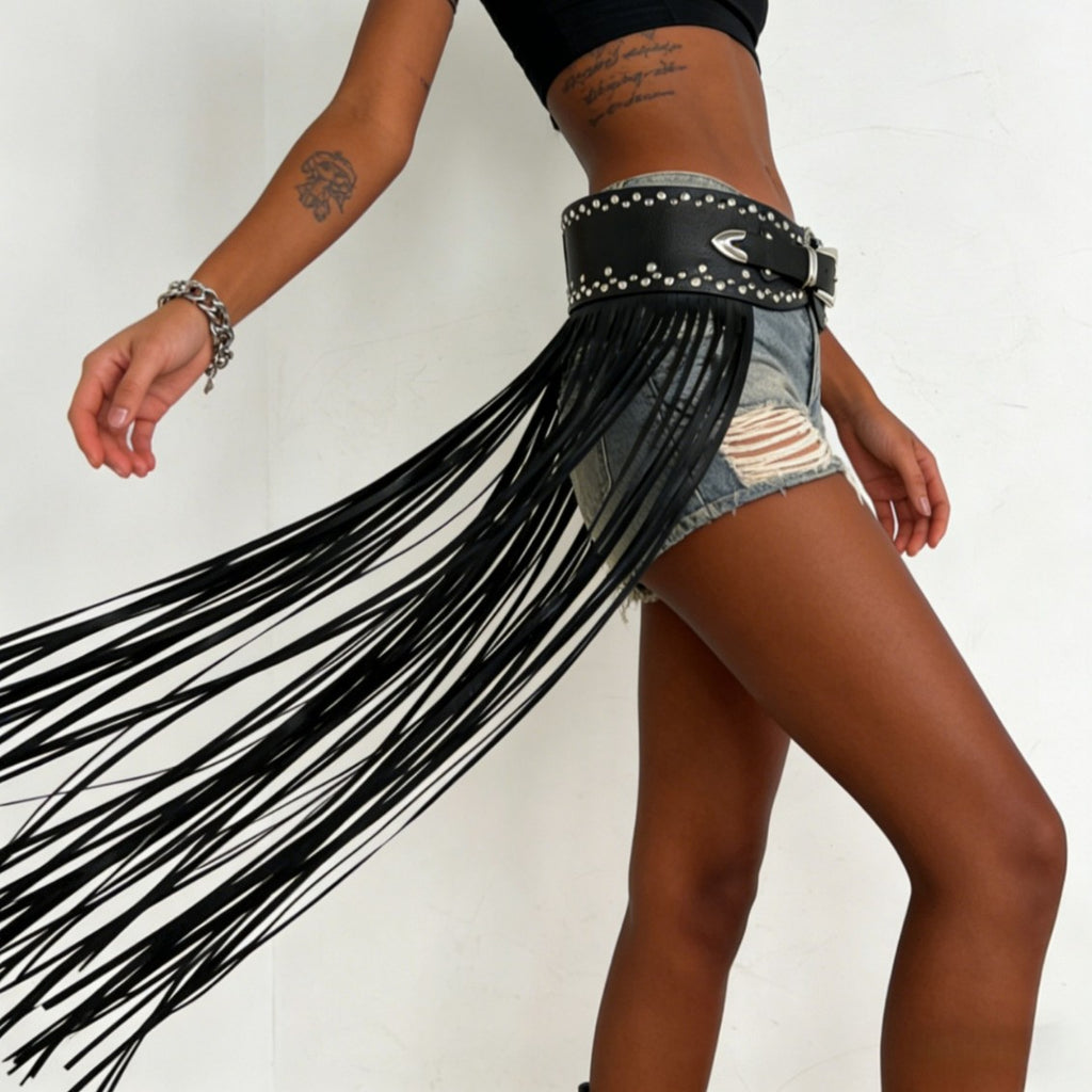 Y2K Punk Tassel Rivet Alloy Buckle Belt