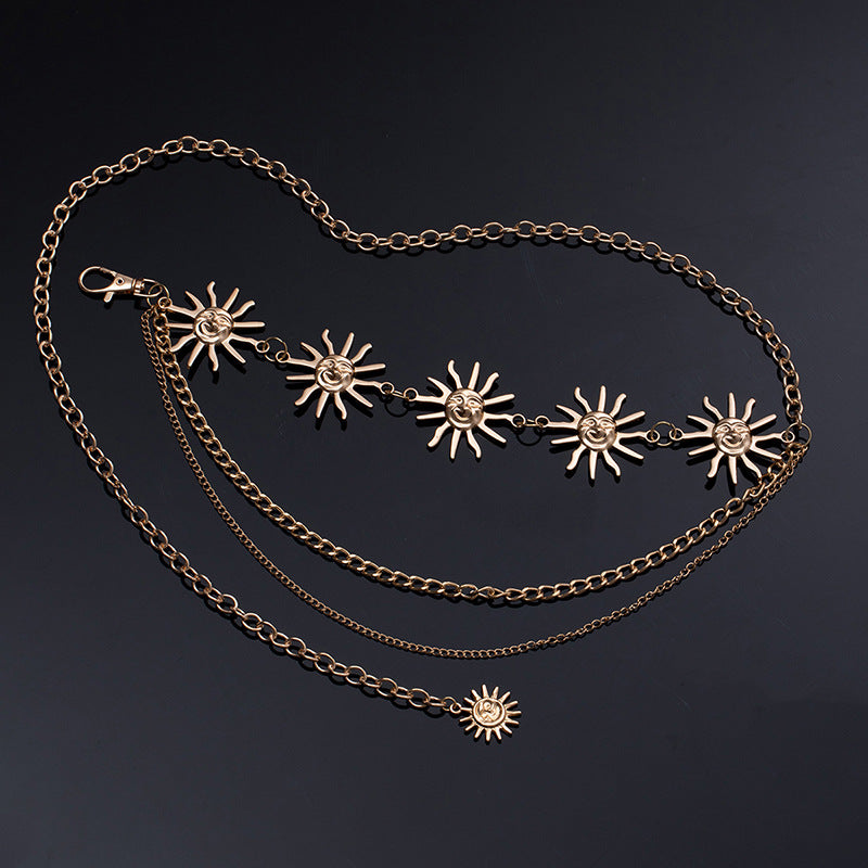 Adjustable Sunflower Moon Metal Waist Chain