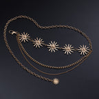Adjustable Sunflower Moon Metal Waist Chain