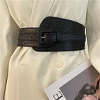 Vintage Croc Embossed Wide Waist Belt