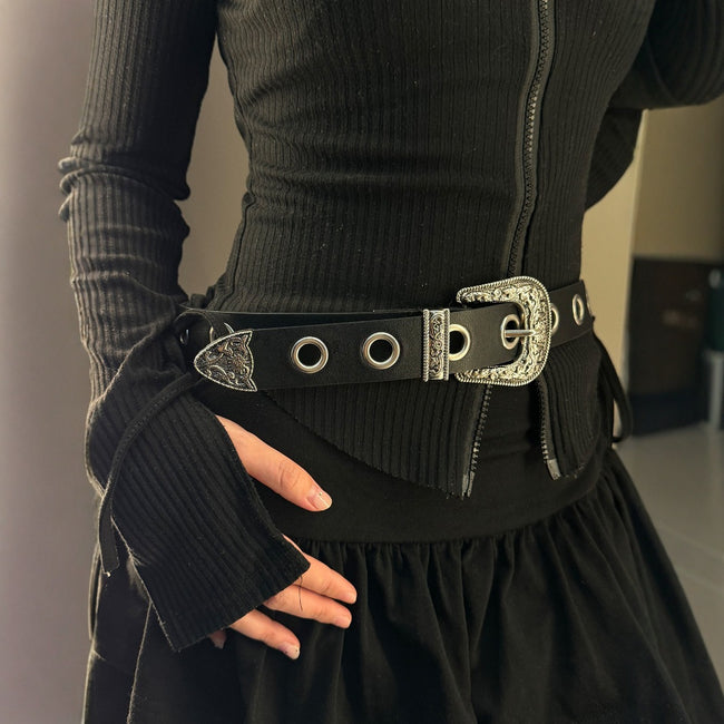 Vintage Engraved Buckle Wide Belt Main image