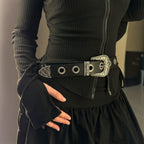 Vintage Engraved Buckle Wide Belt