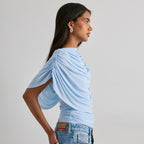 Scarf Neck Draped Sleeveless Bodycon Cropped Tee