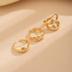 3-Piece Polished Liquid Metal Textured Band Ring Set