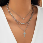 Multi Layer Cross Pendant Gothic Necklace
