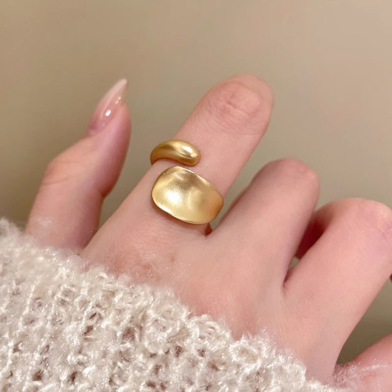 Open Irregular Ring Matte Gold Knuckle Ring Main image