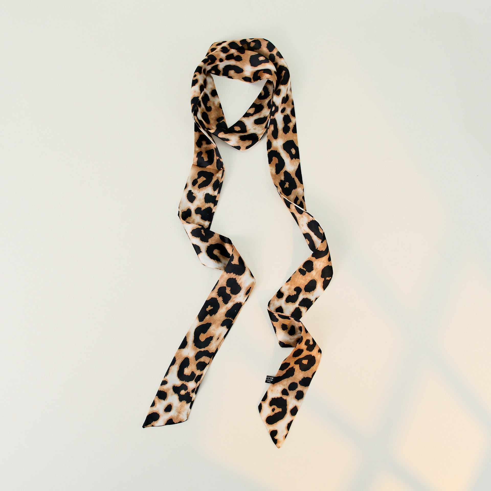 Leopard Print Skinny Long Neck Tie Ribbon Scarf Main image