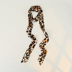Leopard Print Skinny Long Neck Tie Ribbon Scarf