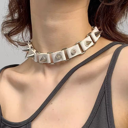 Punk Rivet Choker Gothic Leather Necklace