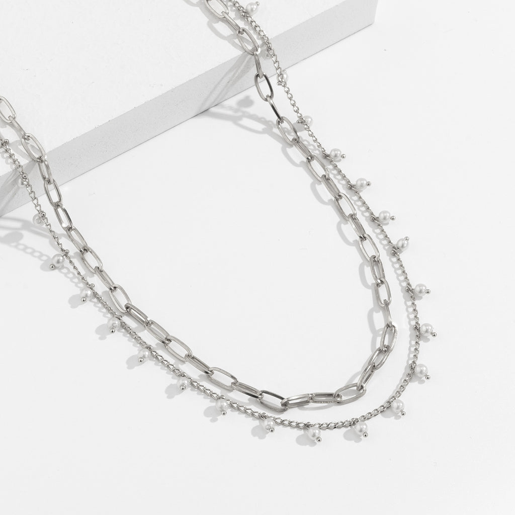 Faux Pearl Tassel Double Layer Cross Waist Chain