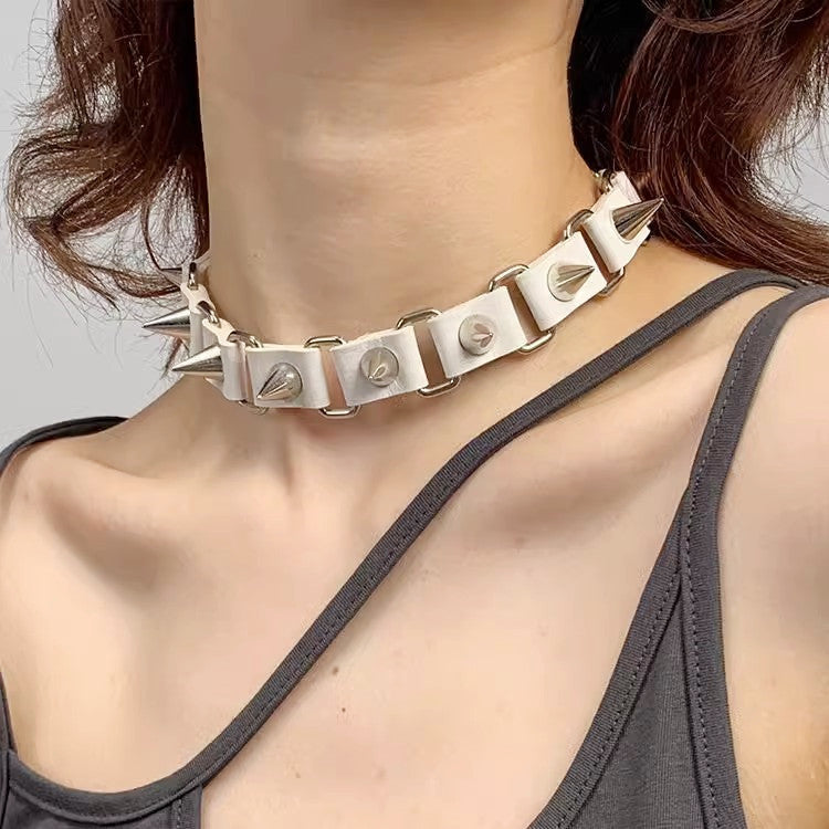 Punk Rivet Choker Gothic Leather Necklace