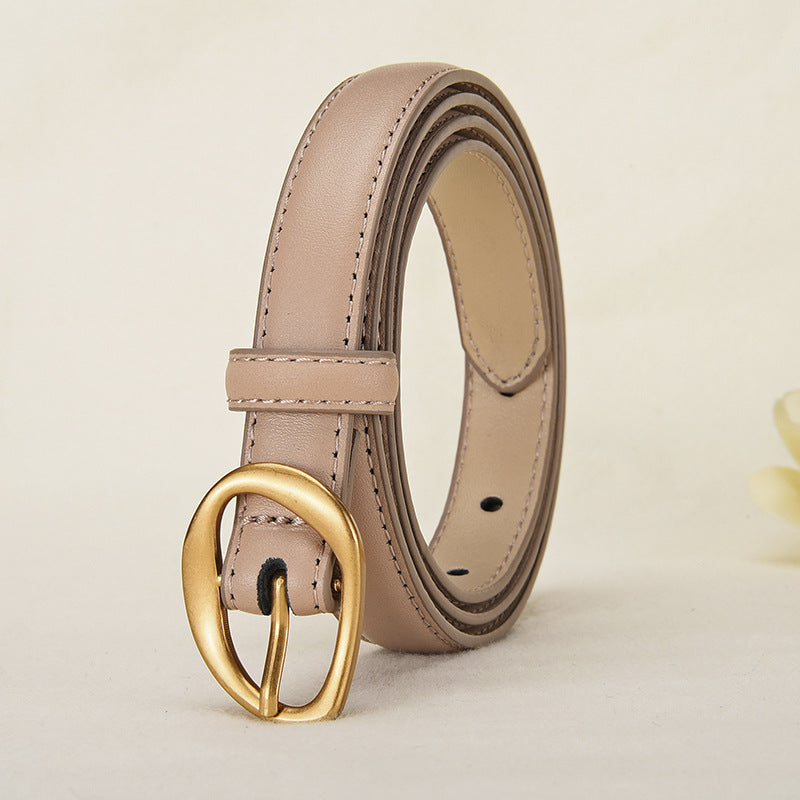 Vintage Glossy Edge Irregular Buckle Leather Belt
