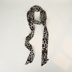 Leopard Print Skinny Long Neck Tie Ribbon Scarf