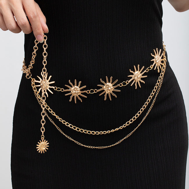 Adjustable Sunflower Moon Metal Waist Chain Main image