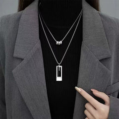 Layered Long Chain Minimalist Pendant Necklace