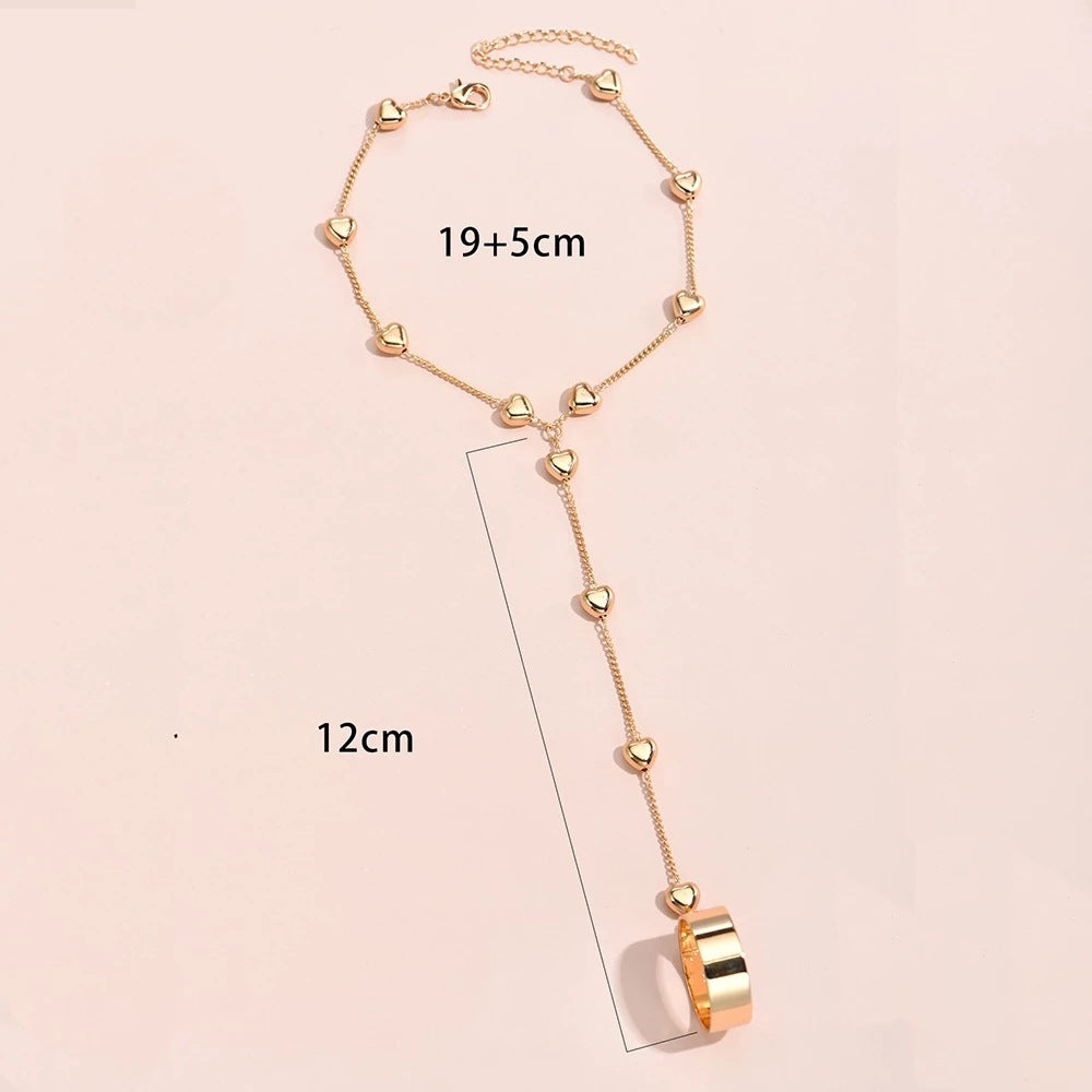 Heart Charm Hand Back Chain Finger Bracelet