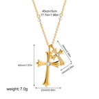 Hip Hop Style Bead Chain Cross Pendant Zirconia Necklace