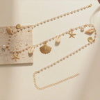 Starfish Shell Faux Pearl Waist Chain
