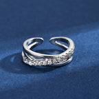 Diamond Cross Line Geometric Open Knuckle Ring