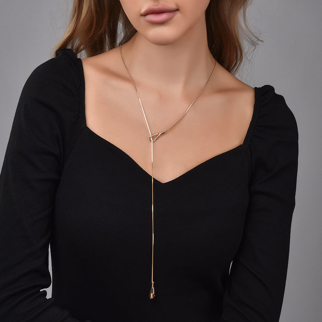 Long Teardrop Pendant Slide Chain Lariat Necklace Main image