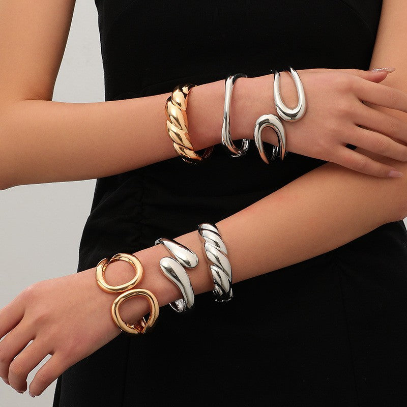 Wide Openwork Coil Metal Cuff Bracelet Secondary image