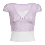 Patchwork Lace Crop Top Tops&Tees