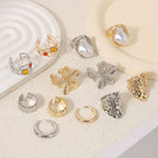 6-Piece Baroque Pearl Floral Adjustable Ring Set