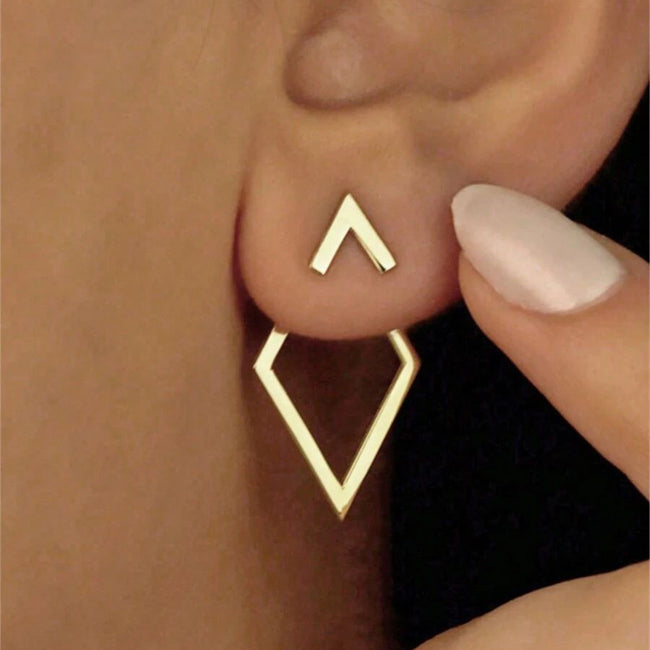 Geometric Double Layer Diamond Earrings Main image