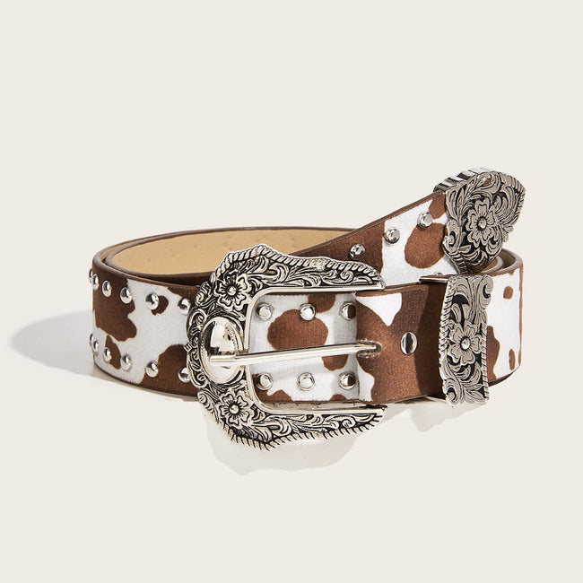 Retro Cow Print Chic Statement Belt Main image